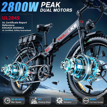 2800W Dual Motor Electric Bike for Adults